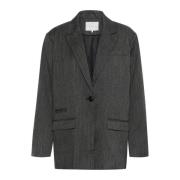 Kaffe Mörkgrå Melange Pinstripe Blazer Jacka Gray, Dam