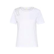 Part Two Vit Delikat T-shirt med Dekorativa Detaljer White, Dam