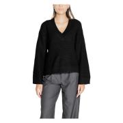 Jacqueline de Yong V-ringad tröja stickad kollektion Black, Dam