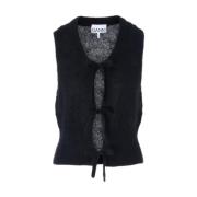 Ganni Mohair Tie String Vest i Svart Black, Dam