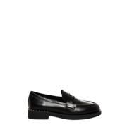 ASH Studded Läder Loafers i Svart Black, Dam