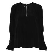 Pinko Svart Casual Blus med Siden Black, Dam