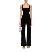 Patrizia Pepe Svart Sammet Jumpsuit Elegant Design Black, Dam