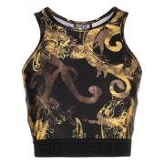 Versace Jeans Couture Svart Crop Top Watercolour Couture Stil Black, D...