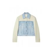 Stella McCartney Denimjacka med polyesterdetalj Blue, Dam