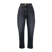 Balmain Svart Straight Low-Rise Boyfriend Jeans Black, Dam