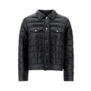 Herno Svart Nylon Dunjacka med Knappar Black, Dam