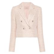 Twinset Rosa Elegant Bouclé Blazer Pink, Dam