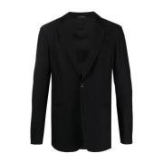 Giorgio Armani Elegant Svart Blazer med Elastan Black, Herr