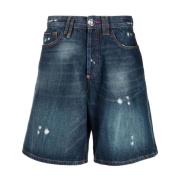 Philipp Plein Blå Denim Capri Shorts Casual Stil Blue, Herr