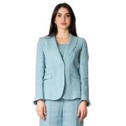 Max Mara Weekend Linnejacka i Aqua Blue, Dam