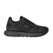 Emporio Armani Svart Recy Saffiano Sneaker med Logotyp Black, Herr