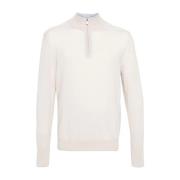 Eleventy Beige Ull Half Zip Sweater Beige, Herr