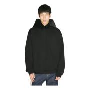 Marni Faux-Fur Hood Sweatshirt med Logo Brodyr Black, Herr