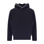 Emporio Armani Marinblå Hoodie med Vita Linjer Blue, Herr