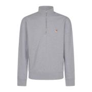 Maison Kitsuné Räv Huvud Patch Half Zip Tröja Gray, Herr