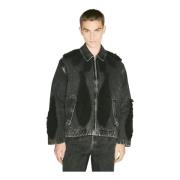 Song for the Mute Denim Zip-Up Jacka med Terry Paneler Black, Herr