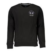 La Martina Svart Sweatshirt med Broderad Logotyp Black, Herr