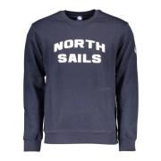 North Sails Blå Långärmad Crewneck Sweatshirt med Tryckt Logotyp Blue,...