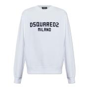 Dsquared2 Sweatshirt med logotyp och sammetfinish White, Herr