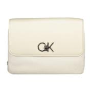 Calvin Klein Beige Axelväska med Kedjehandtag Beige, Dam