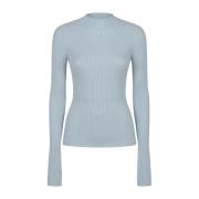 Courrèges Rib Mockneck Sweater Blue, Dam