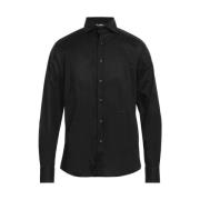 Aquascutum Broderad bomullsskjorta, vanlig passform Black, Herr