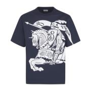 Burberry Ryttar Riddare Tryck Bomull T-shirt Blue, Herr