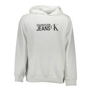 Calvin Klein Hoodie Vit Långärmad Logotyptryck White, Herr