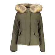 Woolrich Grön Huva Jacka med Avtagbar Päls Green, Dam