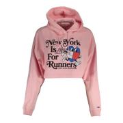 Tommy Hilfiger Rosa hoodie med brodyr och tryck Pink, Dam