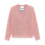 8PM Mohair Blend V-Neck Sweater Pink, Dam