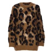 Junya Watanabe Animalier Mönstrad Brun Ulltröja Brown, Dam