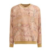 Alviero Martini 1a Classe Geo Classic Crewneck Sweater Beige, Herr