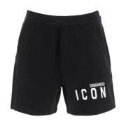 Dsquared2 Bomull Logo Bermuda Shorts Black, Herr