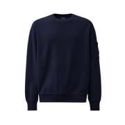 C.p. Company Borstad Crew Neck Sweatshirt i Blå Blue, Herr