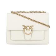 Pinko Ivory Axelväska Love Birds Logo Beige, Dam