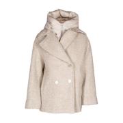 Duno Kort ull peacoat med avtagbar huva Beige, Dam