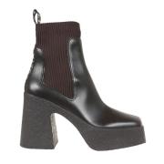 Stella McCartney Bruna Ankelboots med Textured Kilklack Brown, Dam