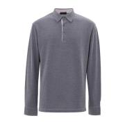 Corneliani Blå långärmad polotröja Blue, Herr