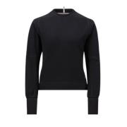 Moncler Logo-Appliqué Fleece Sweatshirt med reflexdetaljer Black, Dam