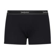 Saint Laurent Cotton Boxer Shorts med Logo Black, Herr