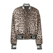 Dolce & Gabbana Leopardmönstrad Bomberjacka Brun Brown, Dam