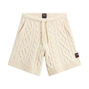 Woolrich Beige Kabelstickad Dragsko Shorts Beige, Herr