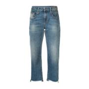 R13 Straight Jeans med Hål Blue, Dam