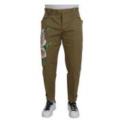 Dolce & Gabbana Blommig Chino Byxor Green, Herr