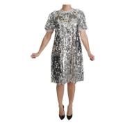 Dolce & Gabbana Silver A-linje Klänning med Kristall-accents Gray, Dam