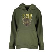 Cavalli Class Grön hoodie med logotyptryck Green, Dam