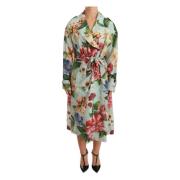 Dolce & Gabbana Blommig silke trenchcoat Multicolor, Dam