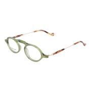 Eyepetizer Runda metall- och acetatglasögon Green, Unisex